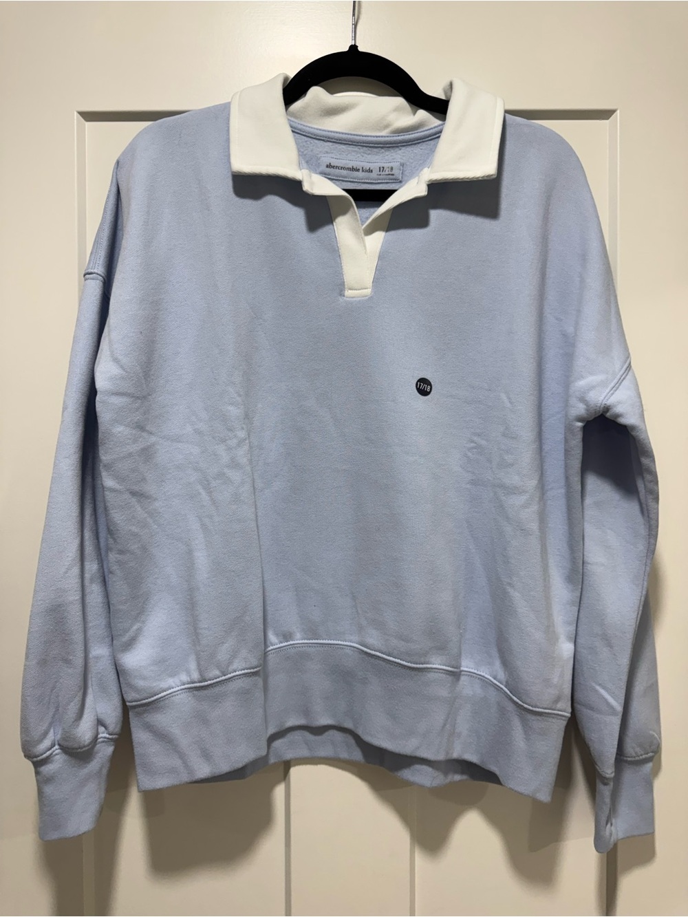abercrombie kids Light Blue Pullover with White Rugby Collar